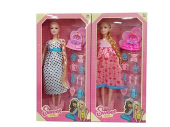 11.5-inch solid body and handmade fashion dress, pregnant Barbie with bag and pacifier, vacuum formed accessories, 2 mixed designs   ITEM NO.： W055432