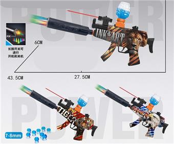 Animal World graffiti MP5 electric water bullet gun with spray plus colorful night light silencer, infrared ray, protective glasses, 7.4 lithium battery, charging line, water bullet bottle, 3 EVA, connector, a bag of dry bullets (7-8mm), 3 mixed models   ITEM NO.： W063943