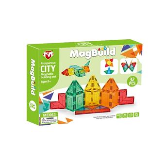 32 puzzle building color window magnetic tiles   ITEM NO.： W043611