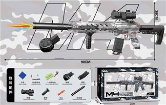Big M4 Camouflage Grey Bullet Drum+Cartridge Handheld Automatic Water Bullet Gun (with Colorful Flash Spitfire Head)   ITEM NO.： W066117
