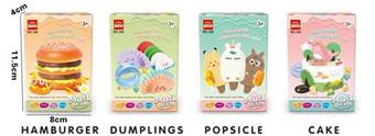 Colorful clay toys - hamburger, dumplings, popsicle, cake four in one   ITEM NO.： W052010