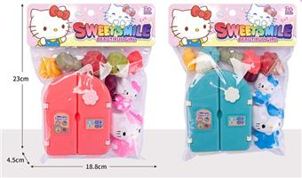 Puzzle Children's Home Play Toy KT Cat Mini Kitchen Refrigerator Small Appliance DIY Set   ITEM NO.： W043278