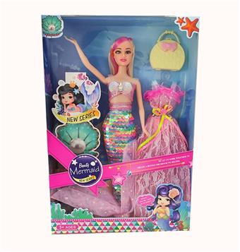 New 11.5-inch live action fashion dress mermaid Barbie with hanging clothes and handbag accessories [clothes changing color]   ITEM NO.： W055471