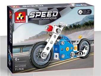 Assemble metal blue mini Harley motorcycle   ITEM NO.： W042488