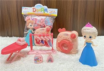 Play Home Mini Frozen Princess Washing Machine Laundry Room Small Appliance Set Children's Toys   ITEM NO.： W043306