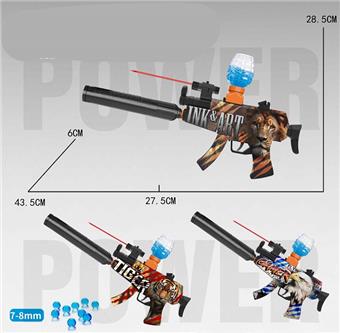 Animal World Graffiti MP5 Electric Water Bullet Gun with Black Muffler, Infrared, Protective Glasses, 7.4 Lithium Battery, Charging Cable, Water Bullet Bottle, 3 pieces of EVA, Connector, One Pack of Dry Bullets (7-8mm), 3 Mixed Models   ITEM NO.： W063944