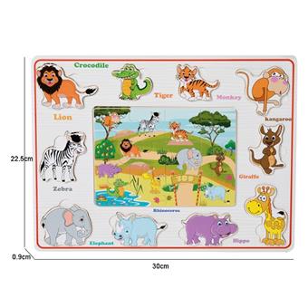 Wooden animal handgrip puzzle puzzle toy   ITEM NO.： W049570