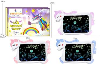 10 inch cartoon unicorn color screen LCD electronic writing board drawing board graffiti drawing board handwriting board (CR2025 power pack * 1) monochrome clear installation   ITEM NO.： W056491