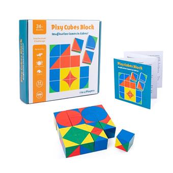 Wooden Cube Space Thinking Puzzle Game 16PCS   ITEM NO.： W049290