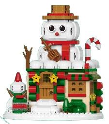 Christmas Snowman Hut 900PCS Lighting Edition - Micro Particle Building Blocks   ITEM NO.： W044648