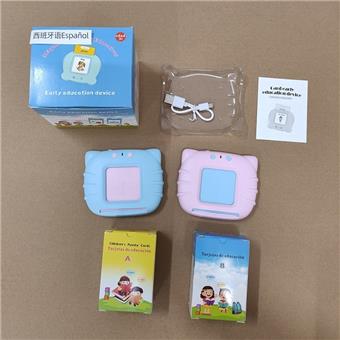 Spanish+English IC - Kitten 255 Cards 510 Face Content English Flash Cards Children's Puzzle Card Learning Machine Early Education Card Machine (3.7V lithium battery pack)   ITEM NO.： W061401
