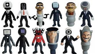3.5-inch toilet player battle monitoring person single (with keychain)+3 cards, 12 models, 16 large board cards, and 12 random dolls   ITEM NO.： W048679