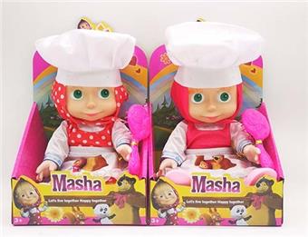 10 inch full vinyl body with music IC chef Martha doll with chef hat+apron+comb 2 mixed styles   ITEM NO.： W062996