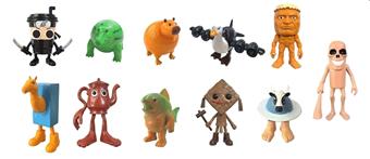 11 wooden stick figurines of Shanhaijing in OPP bag   ITEM NO.： W055625