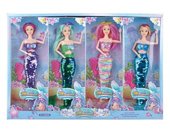 14 inch 9-joint physical mermaid Barbie doll 4-person display box   ITEM NO.： W055479