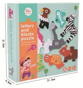 Wooden letter puzzle building block puzzle toy   ITEM NO.： W049627
