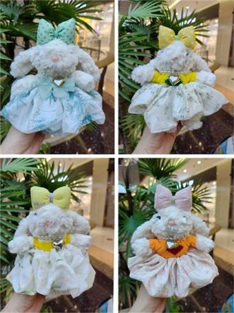 Stuffed rabbit keychain figurine with drooping ears   ITEM NO.： W048193