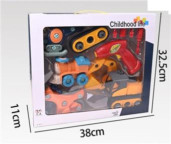 Electric screwdriver+small airplane+small train+motorcycle+excavator   ITEM NO.： W054239