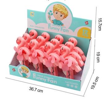 Hand pressed flamingo fan (12pcs/box)   ITEM NO.： W042112
