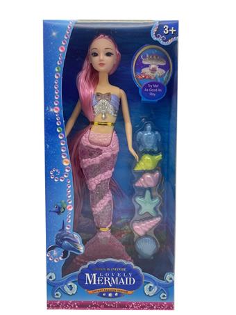14 inch physical active hand music mermaid with lighting and ocean vacuum forming   ITEM NO.： W055474
