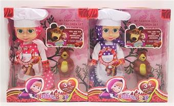 10 inch empty body with music IC chef Martha doll with chef hat+apron+bear 2 mixed styles   ITEM NO.： W062966