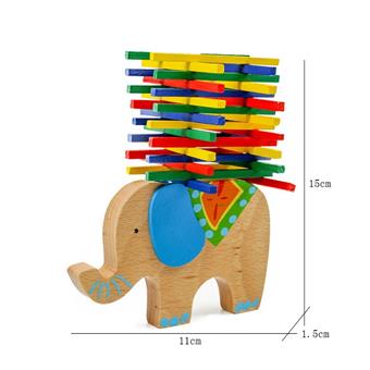 Wooden Elephant Balance Stacking Music Toy   ITEM NO.： W049398