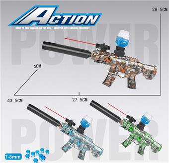 Small M416 electric dual-purpose water bullet gun with infrared, equipped with black muffler, protective goggles, lithium battery, charging cable, 3 pieces of EVA, water bullet bottle, one pack of dry water bullets (7-8mm), 3 mixed types   ITEM NO.： W063968