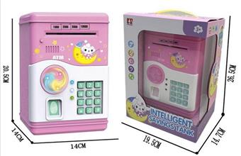 Multi functional piggy bank (automatic cash roll, lighting and music, fingerprint recognition, password unlocking)   ITEM NO.： W051486