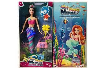 Disney 14 inch physical mermaid Barbie with lights, music, crown, mirror, handbag   ITEM NO.： W055488