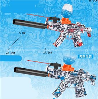 MP5 watercolor graffiti electric dual-purpose high-speed water bullet gun (7-8MM) with infrared and black barrel, protective glasses, 3 pieces of EVA, 1 pack of dry water bullets, 7.4V lithium battery, charging cable, water bullet bottle, two-color mixed bag   ITEM NO.： W063915