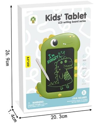 LCD writing board monochrome 8.5-inch English dinosaur (with battery, screwdriver, and pen included)   ITEM NO.： W056609