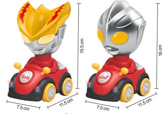 Four wheeled Ultraman pressure car (with lighting and music) 6pcs/box   ITEM NO.： W042177