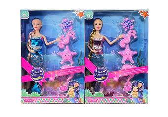 New 14 inch solid 9-joint fashionable dress mermaid Barbie with seahorse blister accessories 2 mixed styles   ITEM NO.： W055470