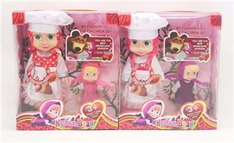 10 inch empty body with music IC chef Martha doll with chef hat+apron+6 inch empty body Martha doll 2 mixed   ITEM NO.： W062964