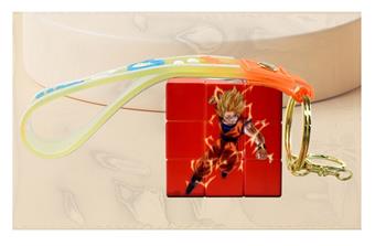 3.5CM Dragon Ball Cube with Colorful Ribbon (UV Printed) Three Step Small Cube Three Step Mini Cube Keychain Pendant   ITEM NO.： W048729
