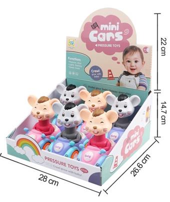 Mouse Pressure Car (with lights and music) 8pcs/box   ITEM NO.： W042220