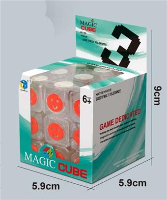 Third order transparent smiling face Rubik's Cube puzzle puzzle, decompression and venting puzzle toy, finger game   ITEM NO.： W042829