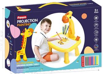 Deer Projection Drawing Table (Yellow with Music) Multi functional Projection Drawing Table Deer Cartoon Design with Sound and Light Graffiti Drawing Writing Board Children's Toy Set   ITEM NO.： W055791