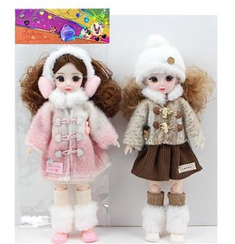 12 inch 30cm 21 joint solid makeup 3D real eye fashion winter loli doll+hat multiple mixed combinations   ITEM NO.： W060156