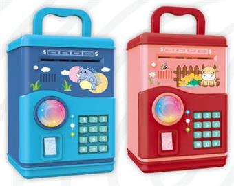 Piggy bank - English (automatic cash roll, lighting and music, fingerprint recognition, password unlock)   ITEM NO.： W051704