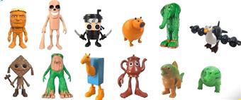 Shanhaijing wooden stick figurine 24 pieces tin bag display box   ITEM NO.： W055615
