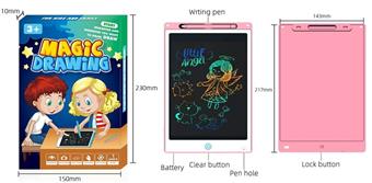 Pink 8.5-inch color screen LCD writing board drawing board with screen lock   ITEM NO.： W056961