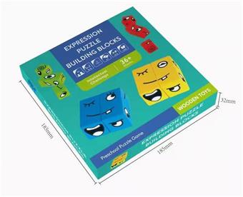New packaging: Face changing Rubik's Cube building blocks in green box, packaged in 12PCS (building block size 2.5CM)   ITEM NO.： W049321