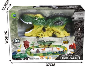 Dinosaur track devouring car with 113PCS electric train   ITEM NO.： W060476