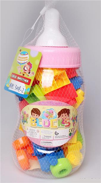 Weighing 300g (approximately 60-70PCS) of multi-color mixed bottle jar and building blocks   ITEM NO.： W046233