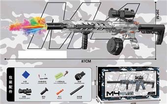 Big M4 Camouflage Grey Bullet Drum Handheld Automatic Water Bullet Gun (with Colorful Smoke Flash Silencing)   ITEM NO.： W066185