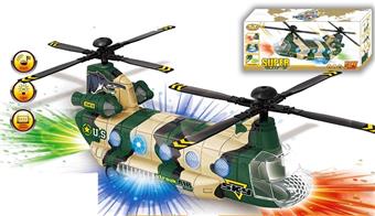 Electric Chinook Transport Helicopter (Military Edition) 3-color spotlight effect   ITEM NO.： W054216