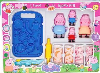 The latest version of Peppa Pig's colored clay house suit 4 dolls of Peppa Pig Page's family+1 set of colored clay template+1 set of colored clay tools+4 pieces of colored clay   ITEM NO.： W052052