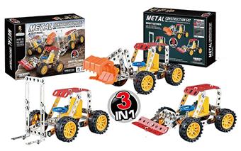 Metal building block assembly 3-in-1 engineering vehicle set 122PCS   ITEM NO.： W042277