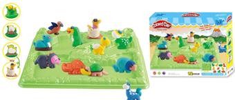 10 Dinosaurs with Mountain Hill Plate Series Colored Mud   ITEM NO.： W053285